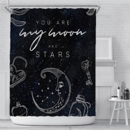 180x180cm Vattentät Duschdraperi Star Digitaltryck Polyester För Badrumsinredning