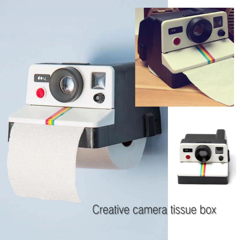 Creative Retro Polaroid-kameraform Inspirerade Vävnadslådor Toalettrullepappershållare Badrum