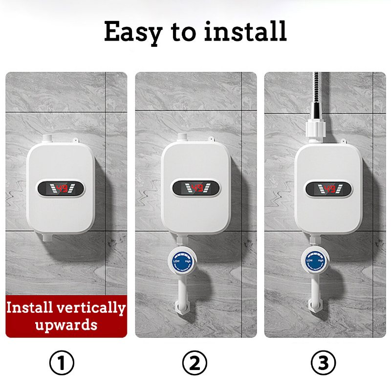 Eu Direct 3500w 220v Mini Varmvattenberedare Varm Elektrisk Tanklös Hushållsbadkran Med Duschhuvud Lcd Temperaturdisplay