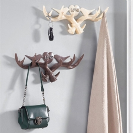 Love Vintage Deer Antler Vägghängare Dekoration Klädkrok Och Hatthylla 4 Färghållare