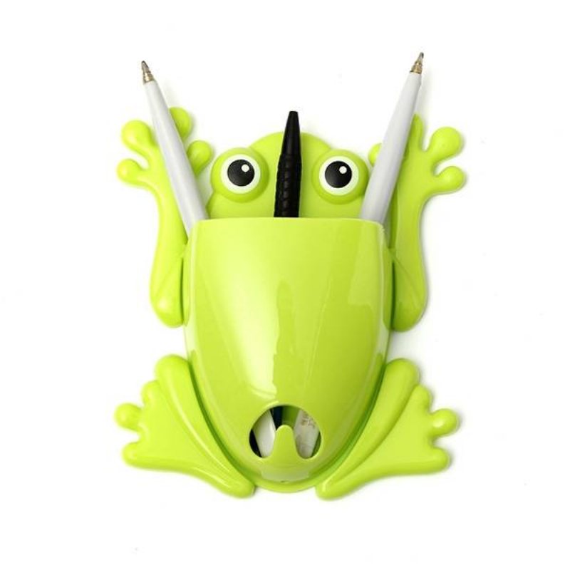 Söt Frog Tandborste Wall Stick Paste Organizer Förvaringslåda