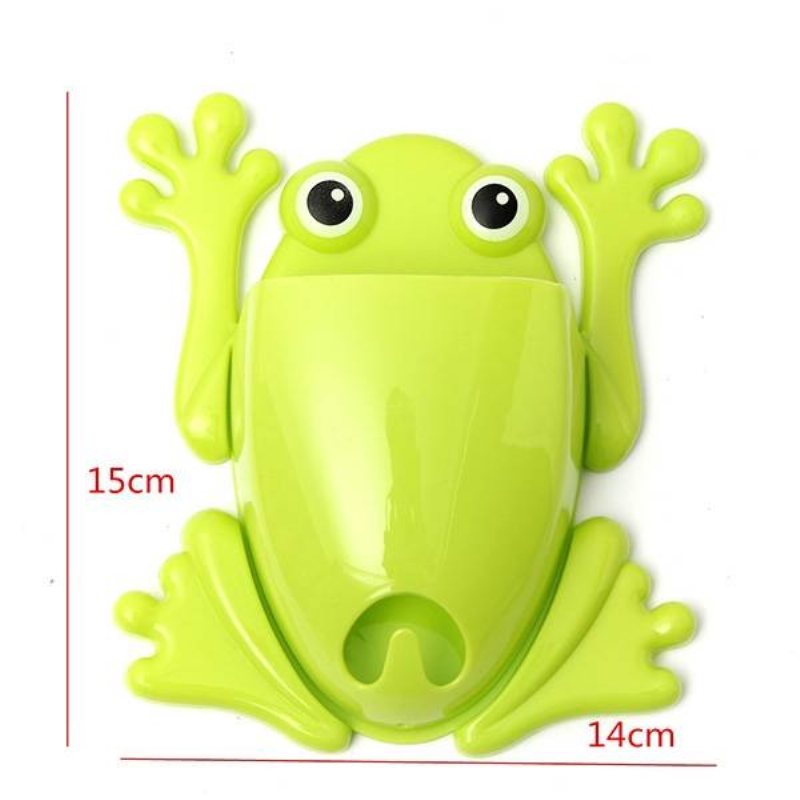 Söt Frog Tandborste Wall Stick Paste Organizer Förvaringslåda