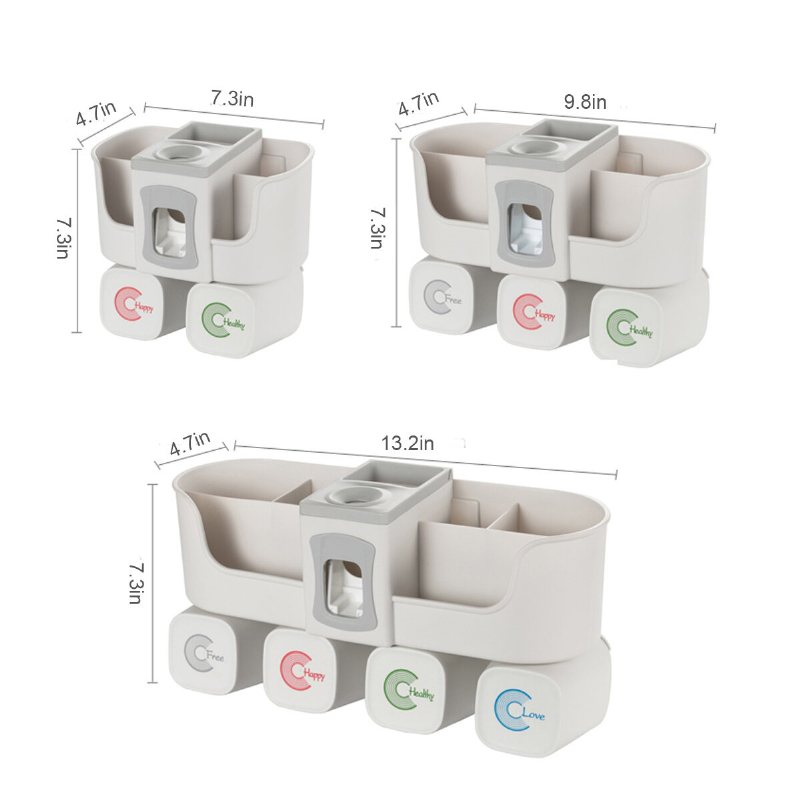Tandborsthållare Multifunktionsvägg Tandkrämspressdispenser För Badrumstillbehör Förvaringsställ