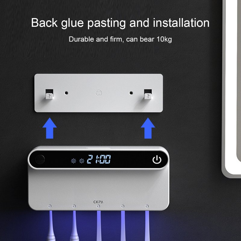 Uv-ljus Tandborste Sterilisatorhållare Cleaner Automatisk Tandkrämsdispenser