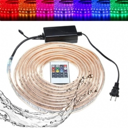 10/15m Smd5050 Led Rgb Flexibelt Rep Utomhus Vattentätt Strip Light + Plugg + Fjärrkontroll Ac110v