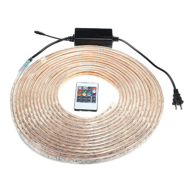 10/15m Smd5050 Led Rgb Flexibelt Rep Utomhus Vattentätt Strip Light + Plugg + Fjärrkontroll Ac110v