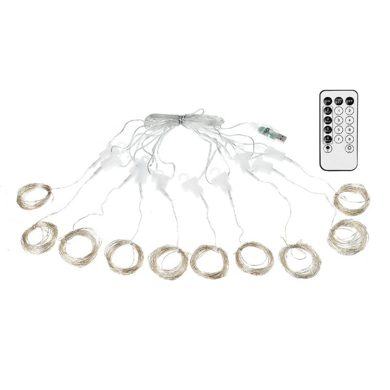 100/200/300 Led-fönstergardinlampor Usb Vattentäta Fairy String Lights Dekorativa Julglimtljus För Sovrumsfester Bröllopsbakgrund Uteplats Och Väggdekorationer - 8 Lägen Med Krok