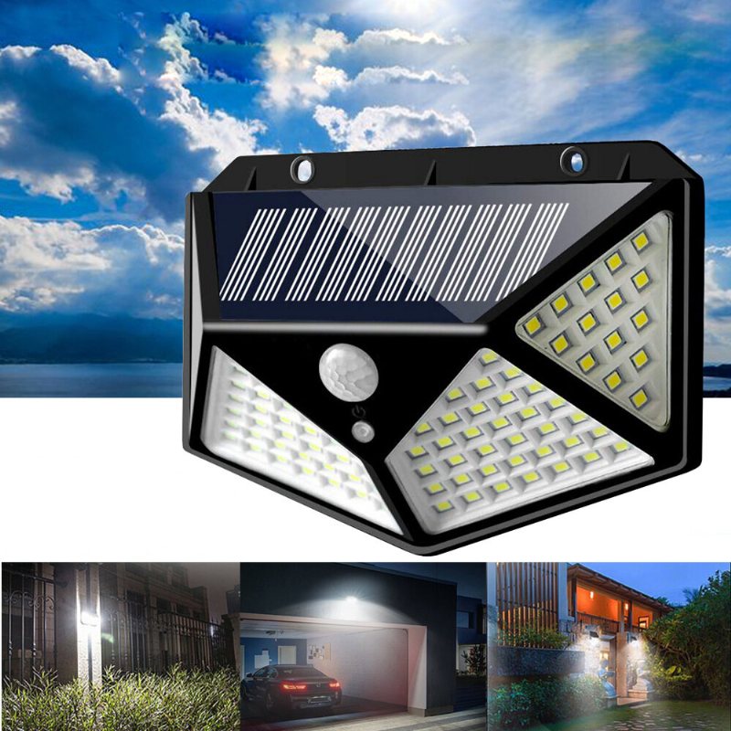 100 Led Solar Powered Pir Rörelsesensor Vägglampa Utomhus Trädgårdslampa 3 Lägen