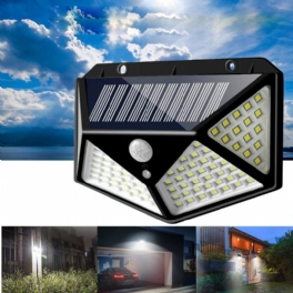 100 Led Solar Powered Pir Rörelsesensor Vägglampa Utomhus Trädgårdslampa 3 Lägen