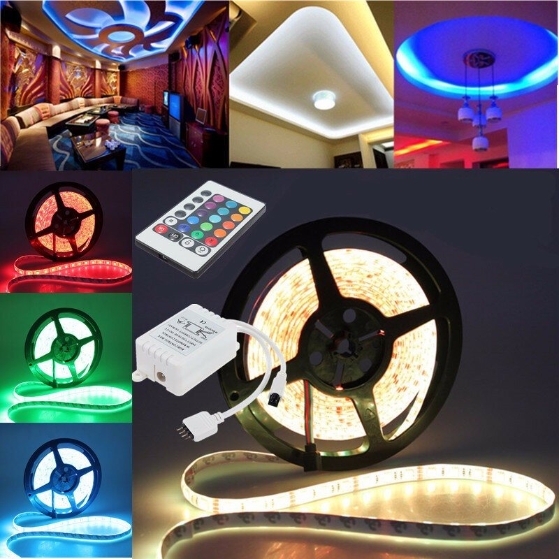 10m/15m/20m 5050 Rgb Vattentät Led Strip Light Dc12v+24 Key Ir-fjärrkontroll För Inomhus Utomhusträdgård