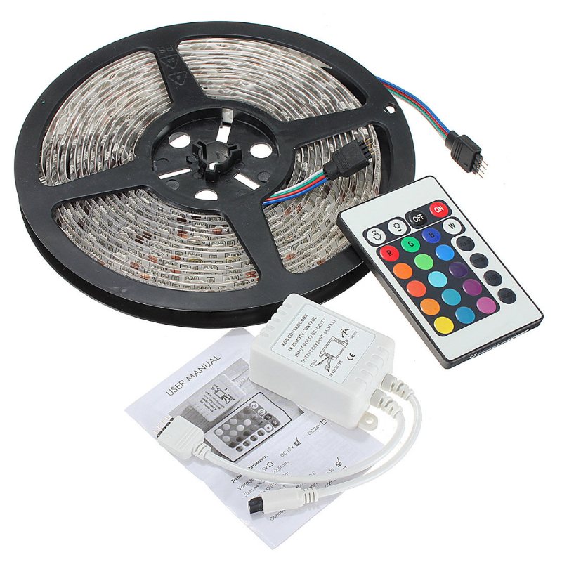 10m/15m/20m 5050 Rgb Vattentät Led Strip Light Dc12v+24 Key Ir-fjärrkontroll För Inomhus Utomhusträdgård