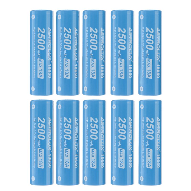 10st E1825 18a 2500mah 3.7v 18650 Li-ion Batteri Oskyddat High Drain Uppladdningsbar Lithium Power Cell För Astrolux Nitecore Lumintop Fenix Olight Ficklampor Rc Leksaker Hem Verktyg