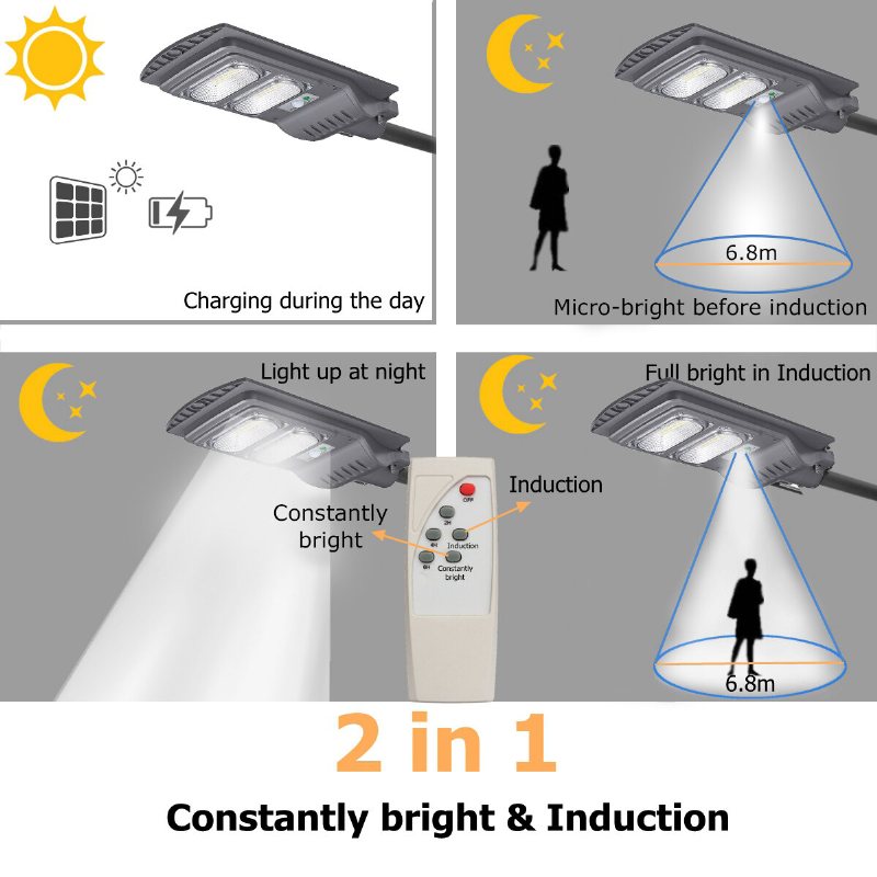 120/240/360 W Led Väggbelysning Solenergi Rörelseavkänningslampa Trädgårdsfjärrkontroll