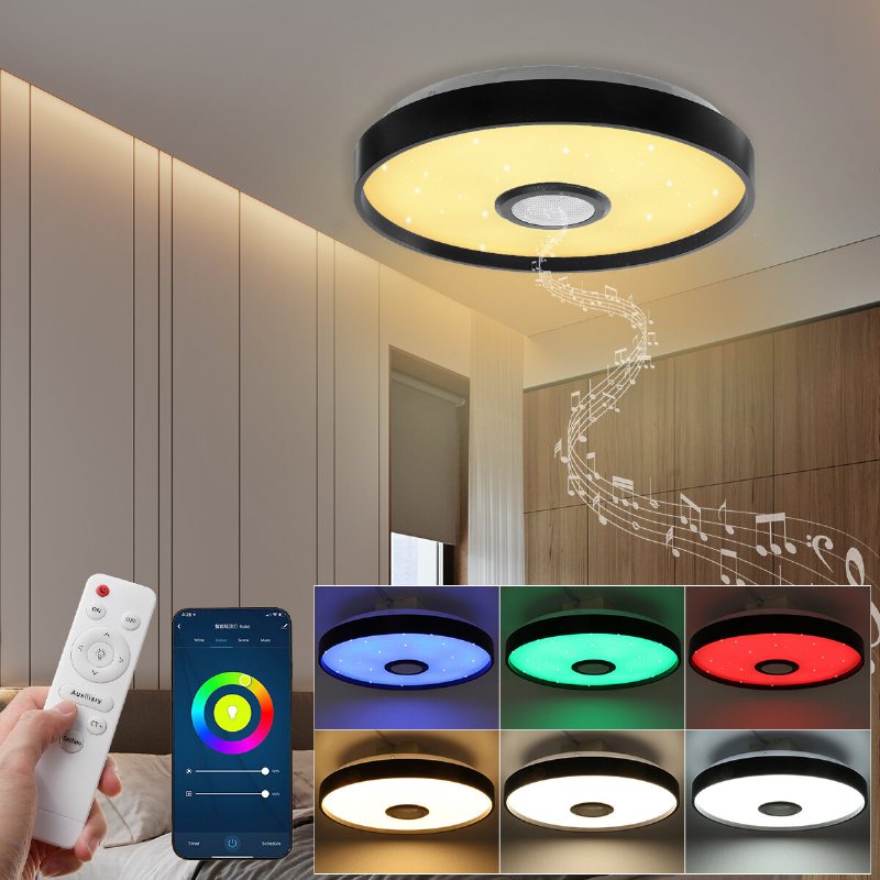 124led Black Music Rgb Taklampa Light Wifi App + Fjärrkontroll Smart Bluetooth