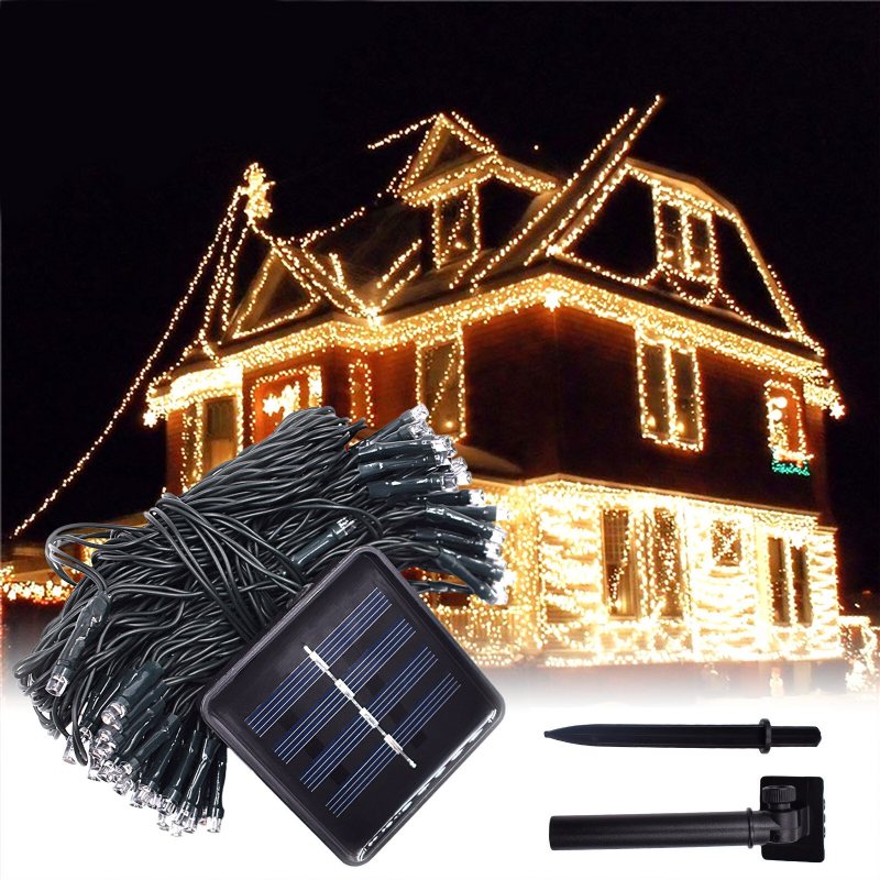 12m 100led Solar Powered Fairy String Light Christmas Holiday Party Utomhus Trädgård Dekor