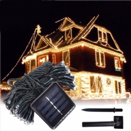 12m 100led Solar Powered Fairy String Light Christmas Holiday Party Utomhus Trädgård Dekor