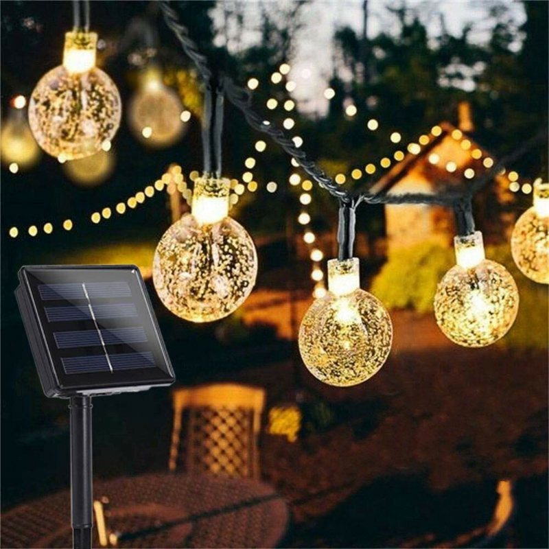 12m 8 Lägen 100led Solar String Light Crystal Ball Fairy Lamp Bröllop Holiday Home Party Julgran Decoraions Lights