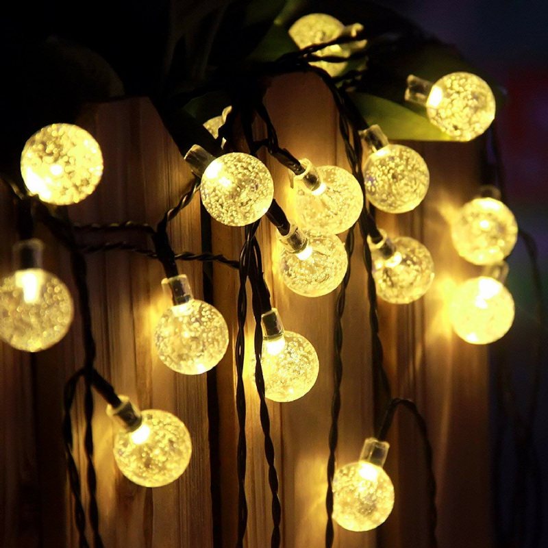 12m 8 Lägen 100led Solar String Light Crystal Ball Fairy Lamp Bröllop Holiday Home Party Julgran Decoraions Lights