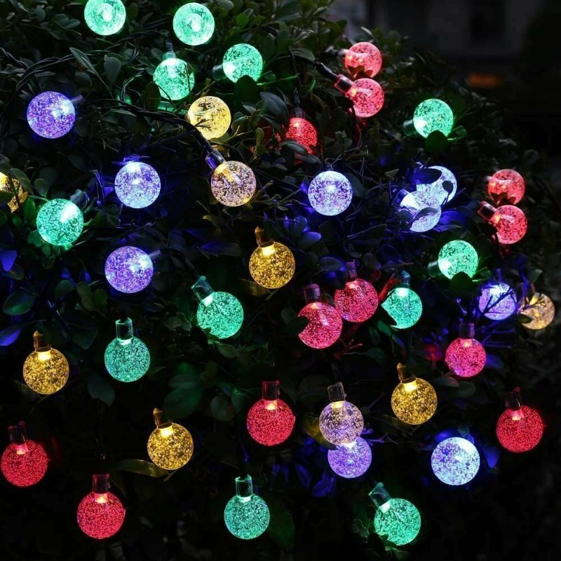 12m 8 Lägen 100led Solar String Light Crystal Ball Fairy Lamp Bröllop Holiday Home Party Julgran Decoraions Lights