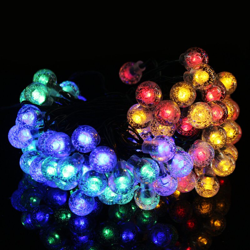 12m 8 Lägen 100led Solar String Light Crystal Ball Fairy Lamp Bröllop Holiday Home Party Julgran Decoraions Lights