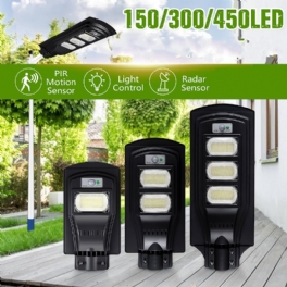 150/300/450led Solar Light Black Shell Street Lamp 2835smd Vattentät Pir Rörelsesensor Trädgårdsbelysning