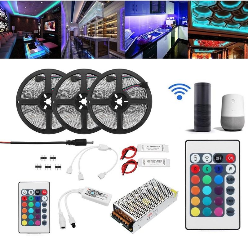 15m 2835 Rgb Flexibel Ip65 Smart Wifi Control App Led Strip Light Kit Arbeta Med Alexa Ac110-240v Juldekorationer Clearance Christmas Lights