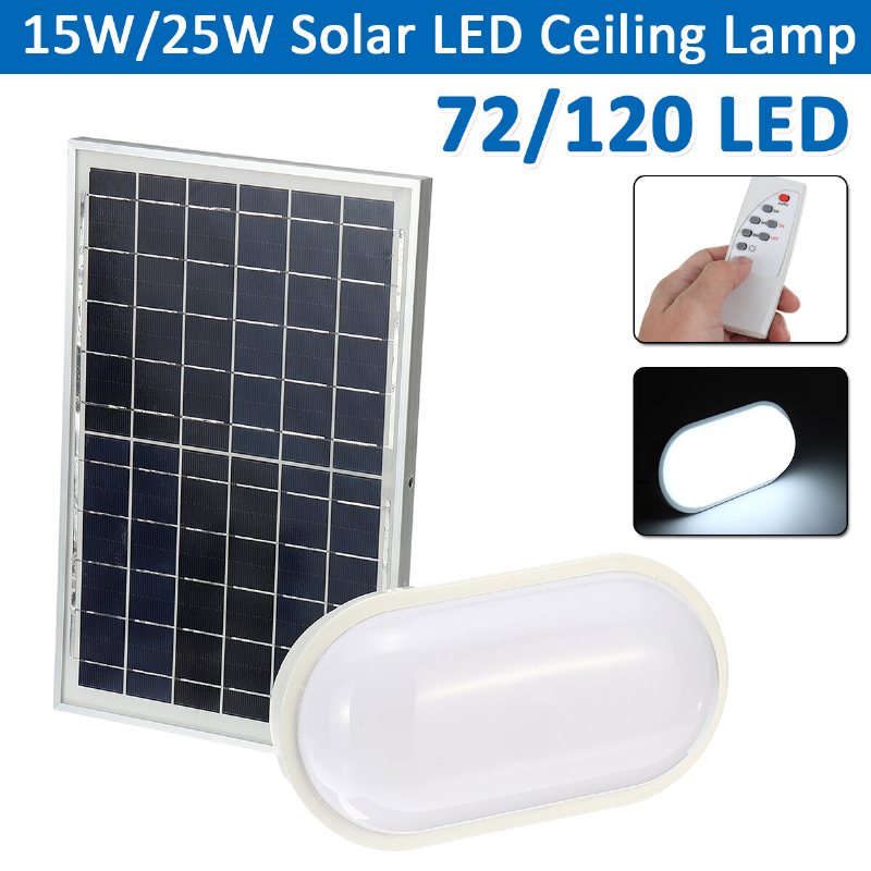 15w/25w Solar Led-taklampa Mjuk Ljuseffekt Oval Glödlampa Vattentät Garage 2