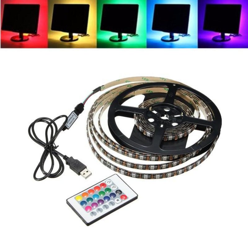 1m 2m 3m 4m Vattentät 5050 Rgb Led Usb Strip Light Tv Bakgrundsbelysningssats + 24key Remote