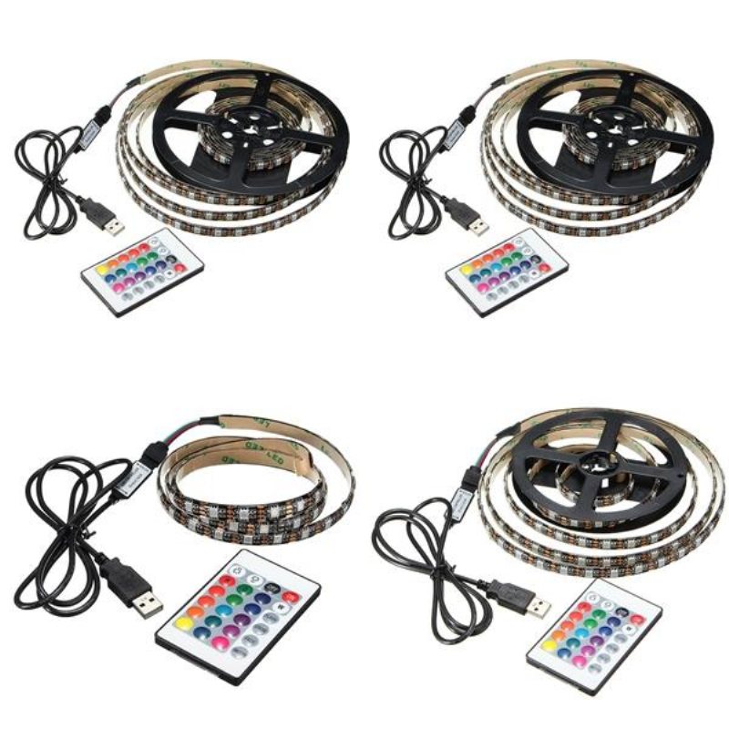 1m 2m 3m 4m Vattentät 5050 Rgb Led Usb Strip Light Tv Bakgrundsbelysningssats + 24key Remote