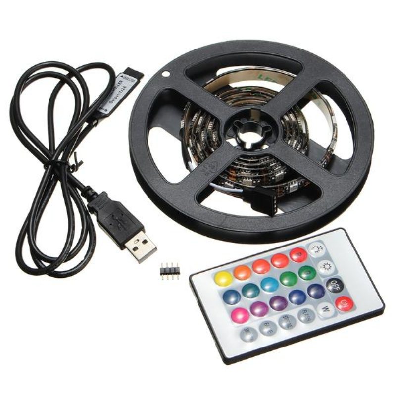 1m 2m 3m 4m Vattentät 5050 Rgb Led Usb Strip Light Tv Bakgrundsbelysningssats + 24key Remote