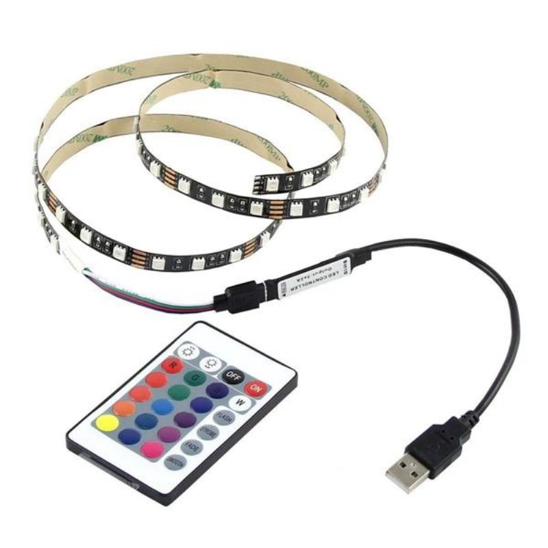 1m 2m 3m 4m Vattentät 5050 Rgb Led Usb Strip Light Tv Bakgrundsbelysningssats + 24key Remote