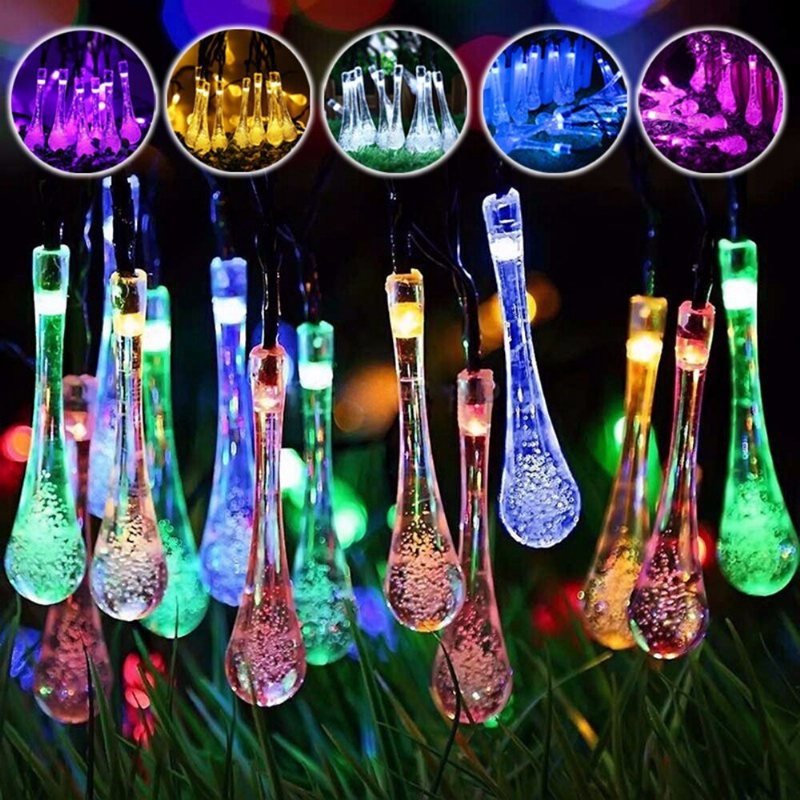 20m 200 Led Solar Water Drop Fairy String Light Garden Party Xmas Dekor