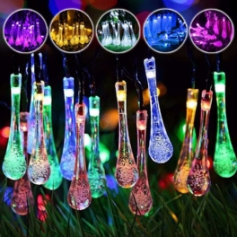 20m 200 Led Solar Water Drop Fairy String Light Garden Party Xmas Dekor