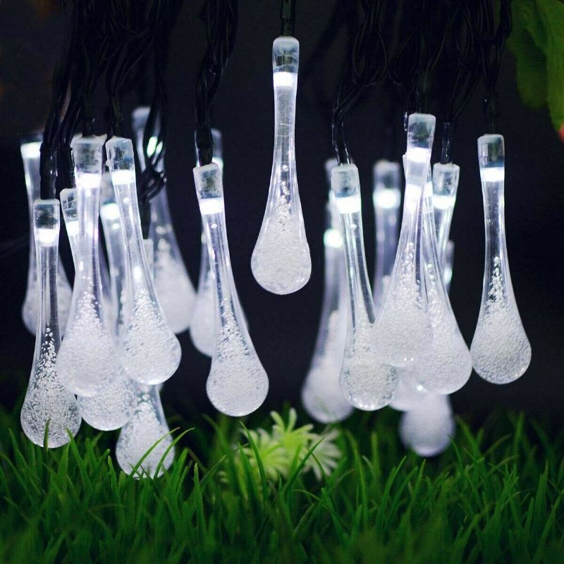 20m 200 Led Solar Water Drop Fairy String Light Garden Party Xmas Dekor