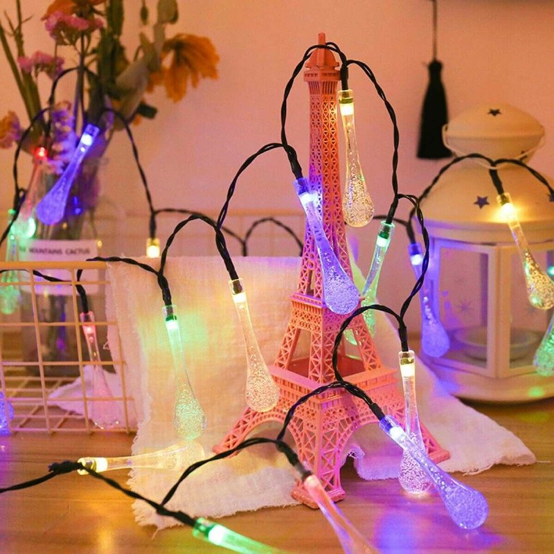 20m 200 Led Solar Water Drop Fairy String Light Garden Party Xmas Dekor