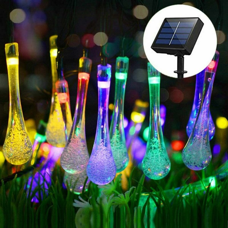 20m 200 Led Solar Water Drop Fairy String Light Garden Party Xmas Dekor