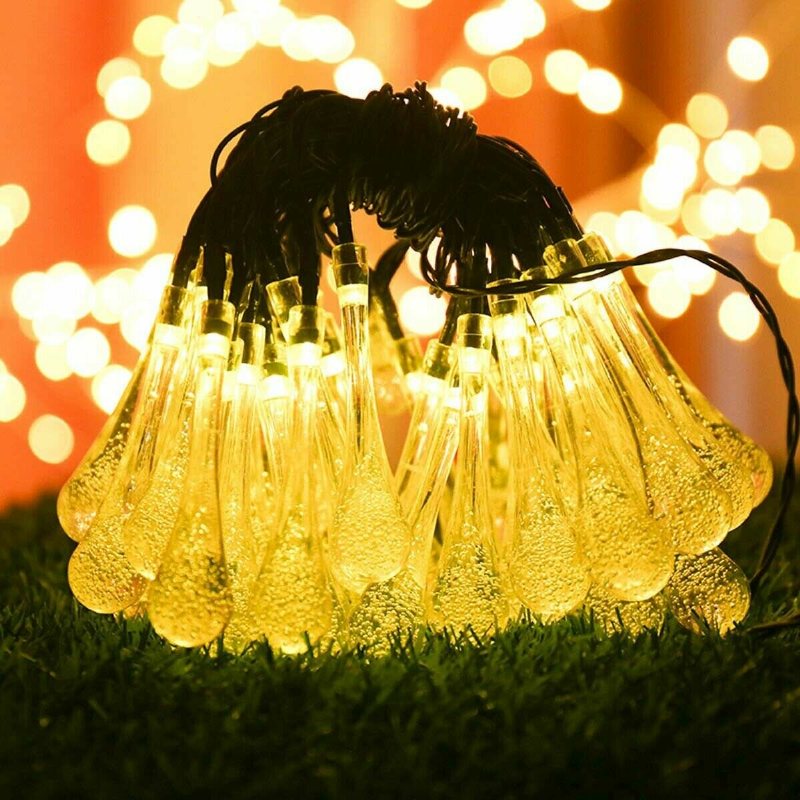 20m 200 Led Solar Water Drop Fairy String Light Garden Party Xmas Dekor