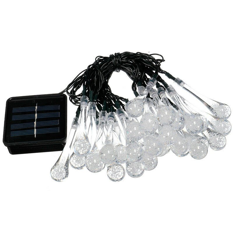 20m 200 Led Solar Water Drop Fairy String Light Garden Party Xmas Dekor