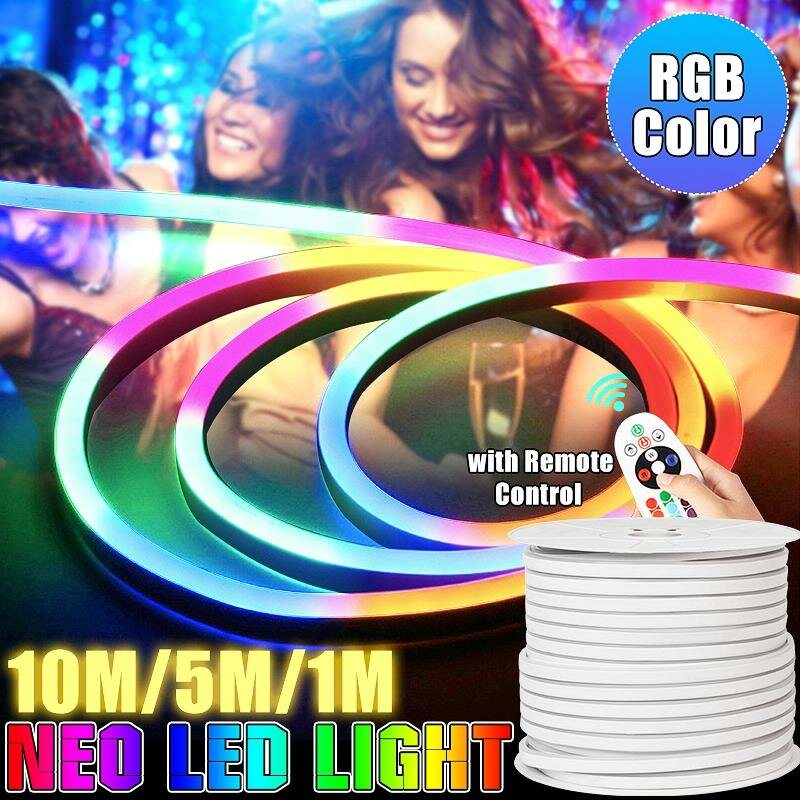 220v Led Strip 8*16mm Rgb Neon Flex Rope Light 1/5/10m Vattentät Led Tape 5050 Led Tube Ip65 String Lamp Multi Color För Hemmet Diy Juldekoration