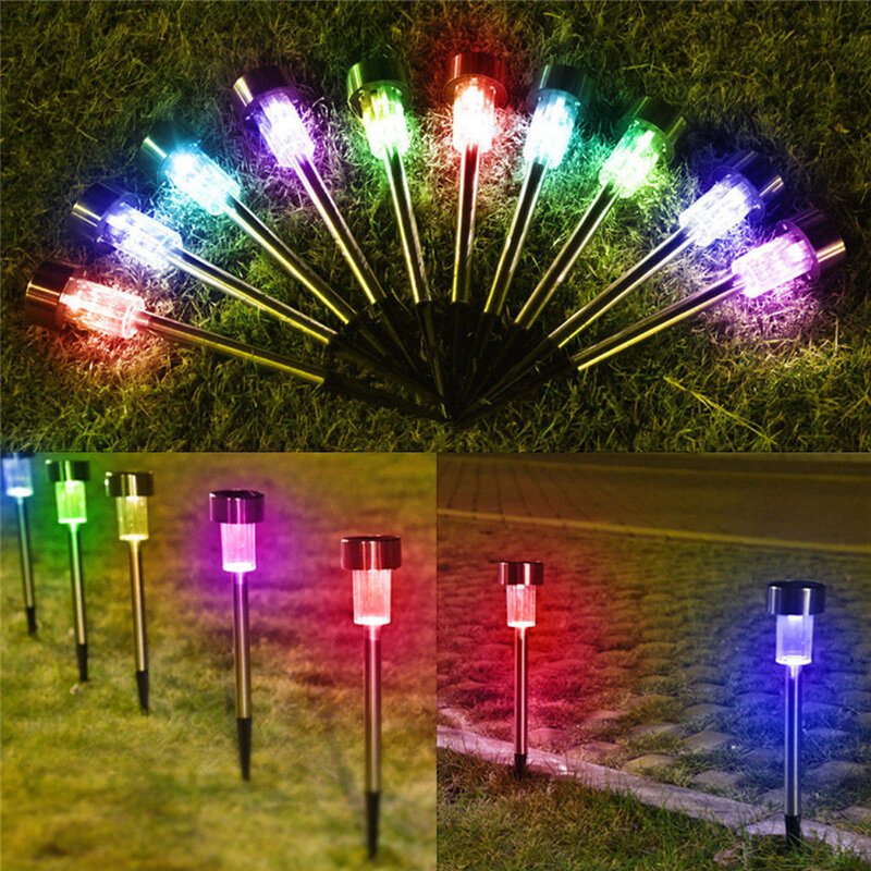 24st Led Solar Gräsmatta Path Light Rostfritt Stål Vattentät Trädgård Landskapslampa För Home Street Decor