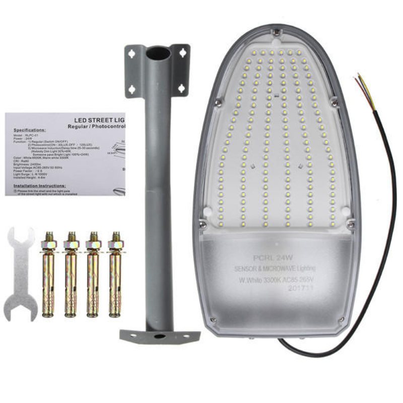 24w Ljuskontroll Rörelsesensor 144 Led Road Street Lights Flood Lamp För Utomhus Yard Ac85-265v