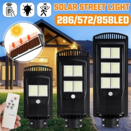 286/572/858led Solar Street Light Rörelsesensor Utomhusvägglampa Med Tidsfunktion + Fjärrkontroll