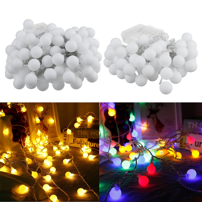 2m/5m/10m Batteridrivet Led-snöreljus 8 Lägen Globbulb Ball Fairy Lamp För Uteplats Utomhus Trädgård Julfest Dekoration