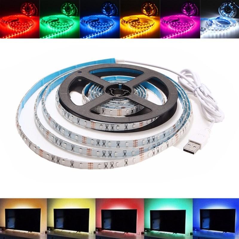 2m Icke-vattentät Usb Smd3528 Tv Bakgrund Dator Led Strip Tejp Flexibelt Ljus Dc5v