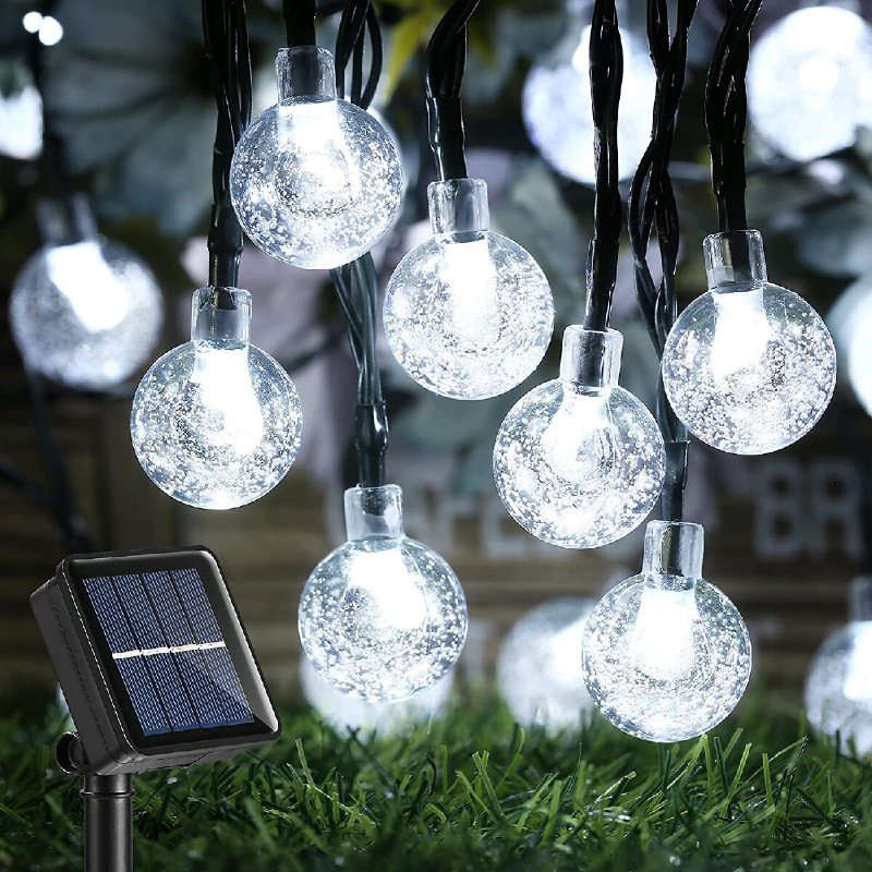 2st 30led/ 100led Solar String Ball Lights Utomhus Vattentät Vit Trädgårdsdekor