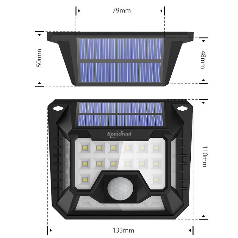 2st Somoreal Sm-olt3 Utomhussolljus 32 Led 120°pir-sensor Vidvinkel Vattentät Vägglampa För Trädgårdsväg Säkerhetslampa