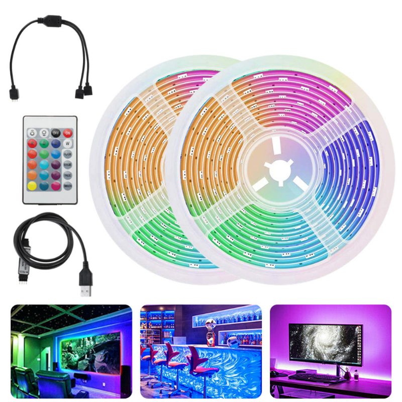 2x5m 2835 Smd Icke-vattentät Rgb Led Strip Light + 24keys Fjärrkontroll Ktv Hotel Bar Hem Tv Bakgrundsbelysning