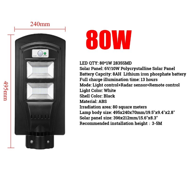 3000w Led Solar Street Light Flood Rörelsesensor Fjärrkontroll Utomhus Trädgård