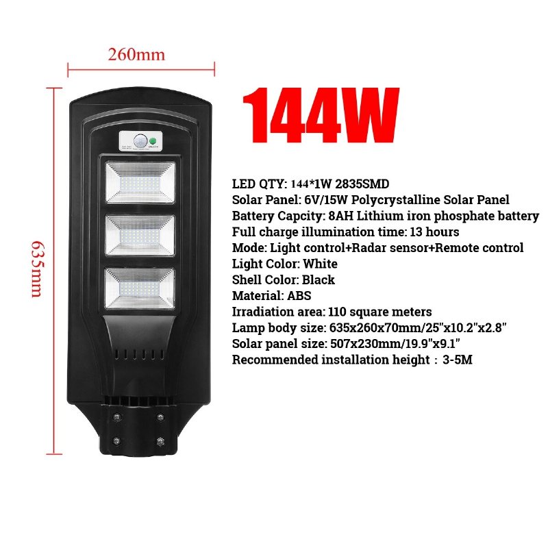 3000w Led Solar Street Light Flood Rörelsesensor Fjärrkontroll Utomhus Trädgård