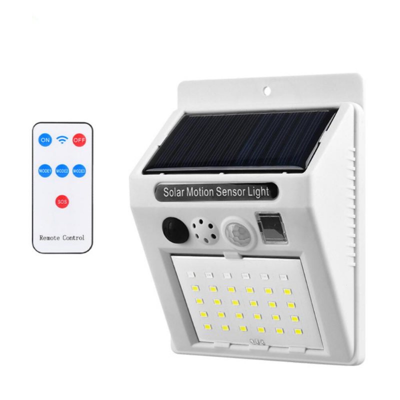 30led Solar Light Fjärrkontroll 3 Mode Människokroppens Rörelsesensor Larm Gatulampa Utomhus Trädgård Innergård Vattentät Vägglampa